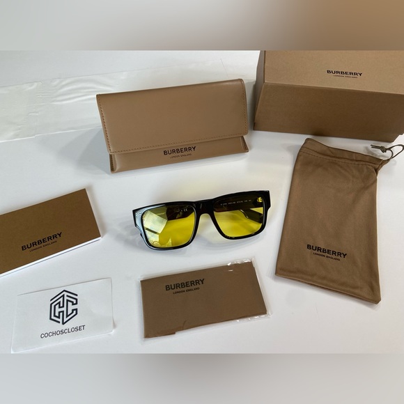 BURBERRY KNIGHT BE4358 Yellow Lens Oversized Men Sunglasses yellow lenses - Picture 8 of 14